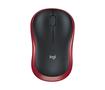 Egér, vezeték nélküli, optikai, közepes méret, USB, LOGITECH "M185", piros